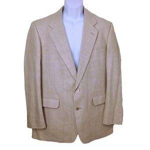 Marc Jeffries Pure Silk Blazer Suit Coat Men-48(L) Dbl-Button Vent Pockets Cream